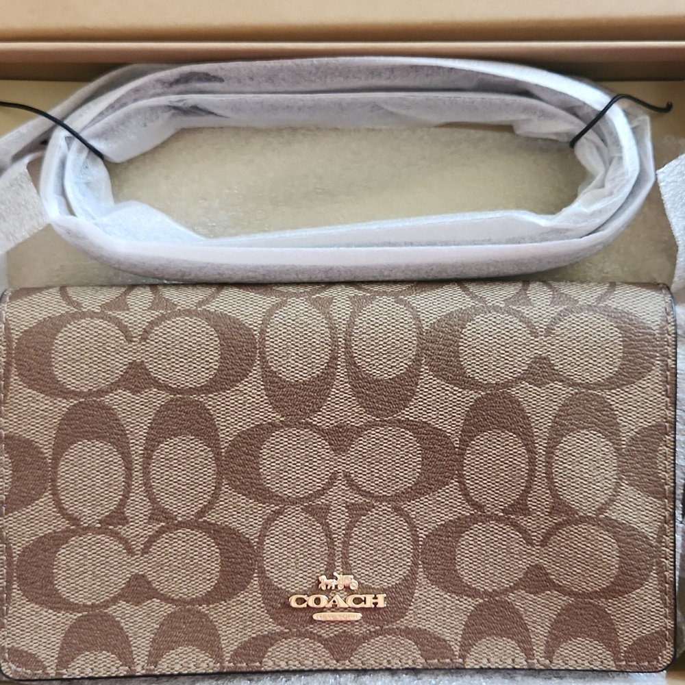 Coach Boxed Anna Foldover Clutch Crossbody and Card Case